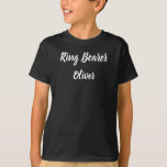 Ring Bearer Schwarz-weißer Individuelle Name Hochz T-Shirt<br><div class="desc">Schöne Kalligraphie,  Schwarz-Weiß Ring Träger T - Shirt. Füge Deinen Namen hinzu. Ideal für Hochzeitsfeiern. Sie können mit Ihrem Namen personalisieren.</div>