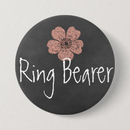 Ring Bearer Wild Peach Rose Chalkboard Button