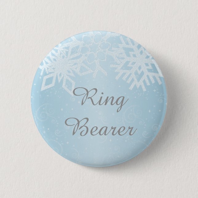 Ring Bearer Winter Snowflakes Button (Vorderseite)