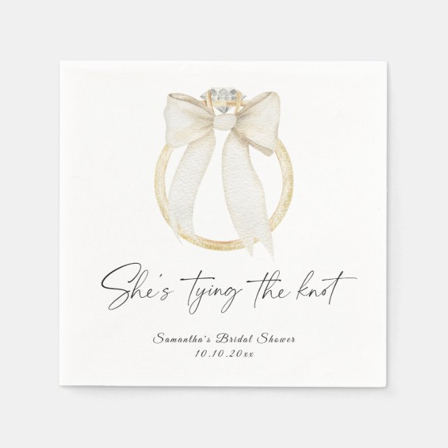 Ring Bow She's tying the knot Bridal Shower Serviette (Vorderseite)
