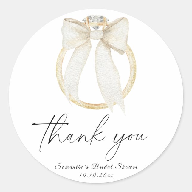 Ring Bow Sie bindet das Knoten Brautparty dank Runder Aufkleber (Vorderseite)