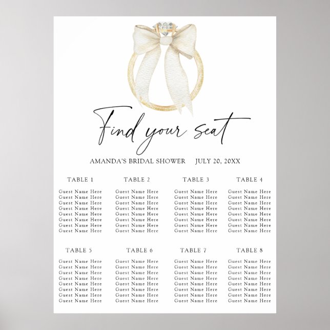 Ring Bow Wedding Chart Poster (Vorne)