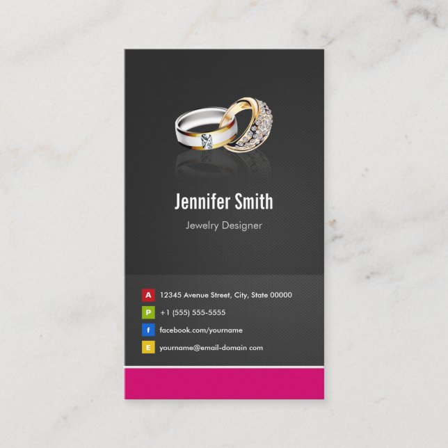 Ring Design Jeweler Juwelier Schmuck Schmuck Schmu Visitenkarte (Vorderseite)