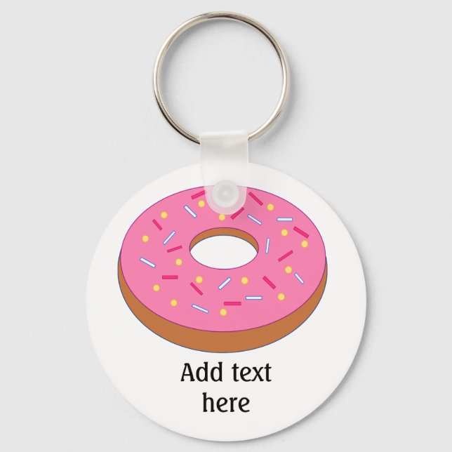 Ring Doughnut mit rosa Zuckerguss individuell eins Schlüsselanhänger (Vorderseite)