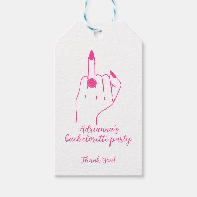 Ring Finger Trendy Pink Bachelorette Thank You Geschenkanhänger (Vorderseite)