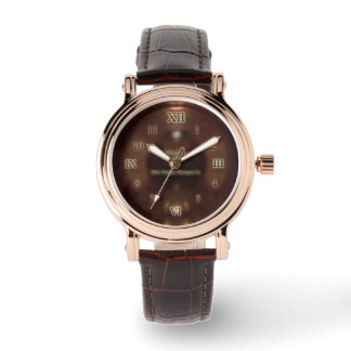 Ring für Kupfer gemischte Zahlen Rose Gold Leder Armbanduhr