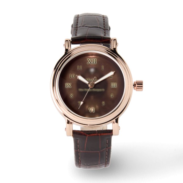 Ring für Kupfer gemischte Zahlen Rose Gold Leder Armbanduhr (Vorderseite)