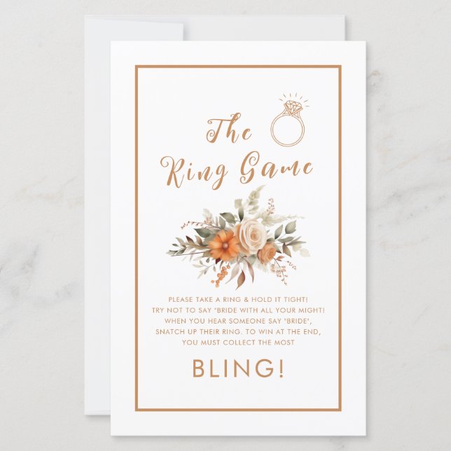 Ring Game Gold Fall Floral Brautparty Game (Vorderseite)