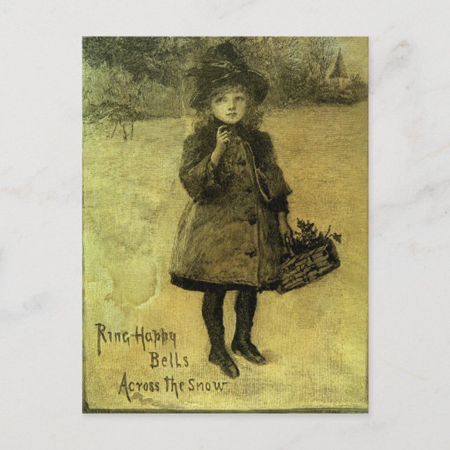 Ring Happy Bells Accross the Snow Viktorianisch Postkarte (Vorderseite)