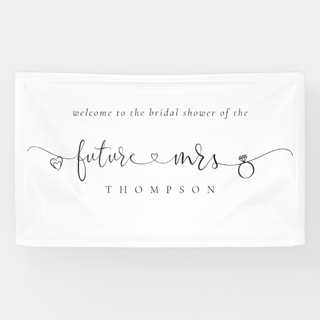 Ring Heart Future Mrs. Any Color Brautparty Banner (Horizontal)