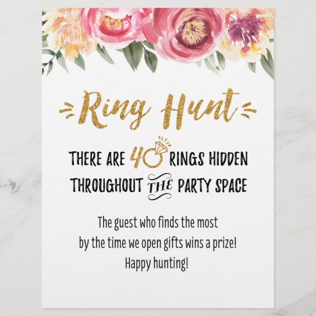 Ring Hour Bridal Game Sign (Vorderseite)