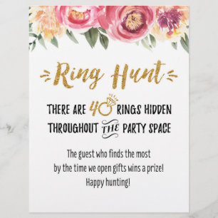 Ring Hour Bridal Game Sign