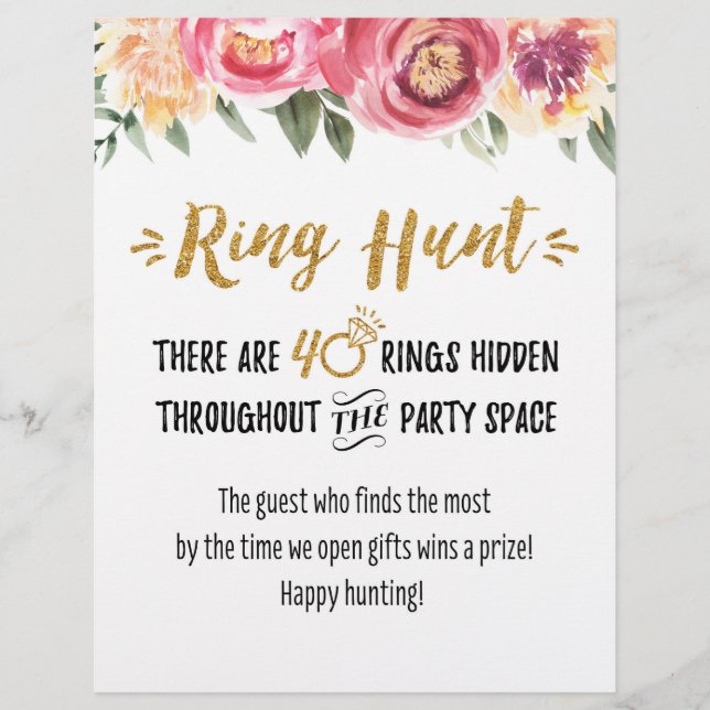 Ring Hour Bridal Game Sign (Vorderseite)
