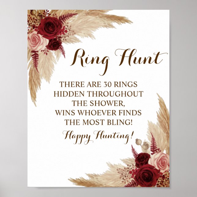 Ring Hour Pampas Grass Brautparty Spielzeichen Poster (Vorne)