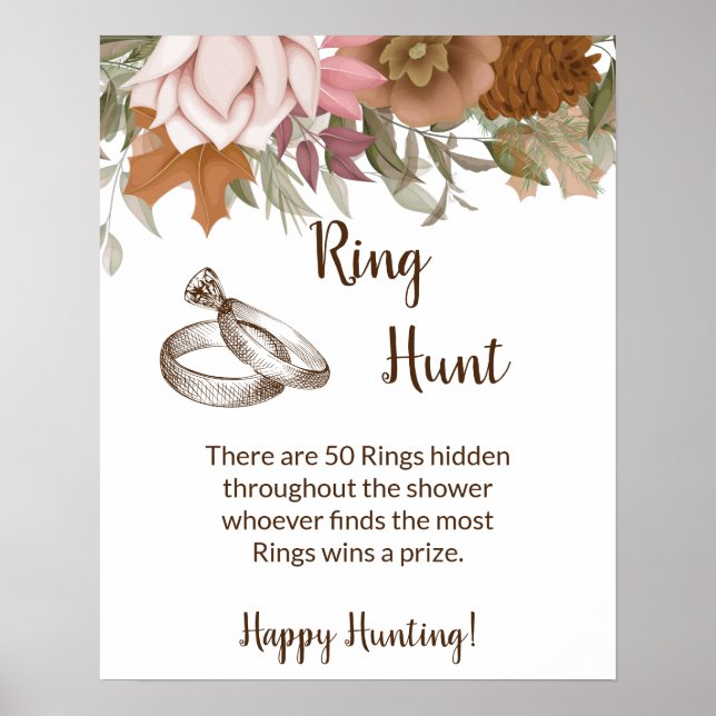 Ring Hunt Brautparty Boho Herbstunterschrift Poster (Vorne)