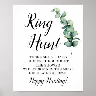 Ring Hunt Eukalyptus-Brautparty-Spielschild Poster