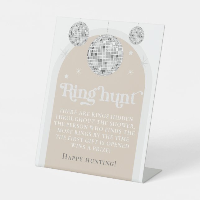 Ring Hunt Game Disco Ball Brautparty Sockelschild (Vorderseite)