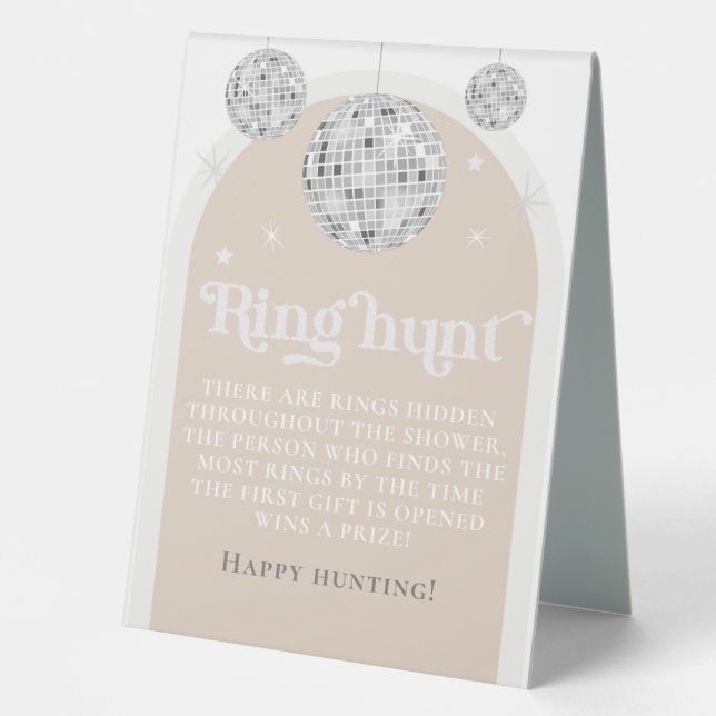 Ring Hunt Game Disco Ball Brautparty Tischaufsteller (Vorderseite)