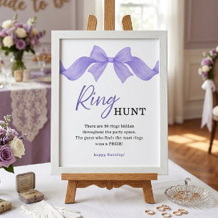 Ring Hunt Hochzeitsdusche Spiel Schild mit violett