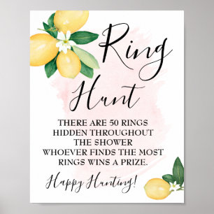 Ring Hunt Lemons Rosa Brautparty Spiel Schild