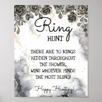 Ring Hunt Schwarze Rosen Brautparty Spiel Schild