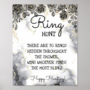 Ring Hunt Schwarze Rosen Brautparty Spiel Schild
