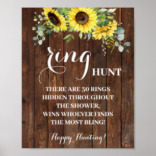 Ring Hunt Sonnenblumen Brautparty Spiel Schild