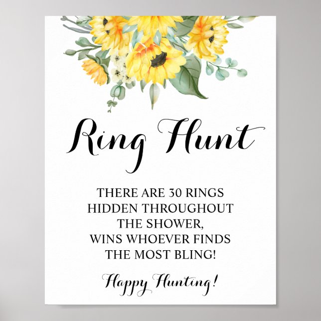 Ring Hunt Sonnenblumen Brautparty Spielzeichen Poster (Vorne)