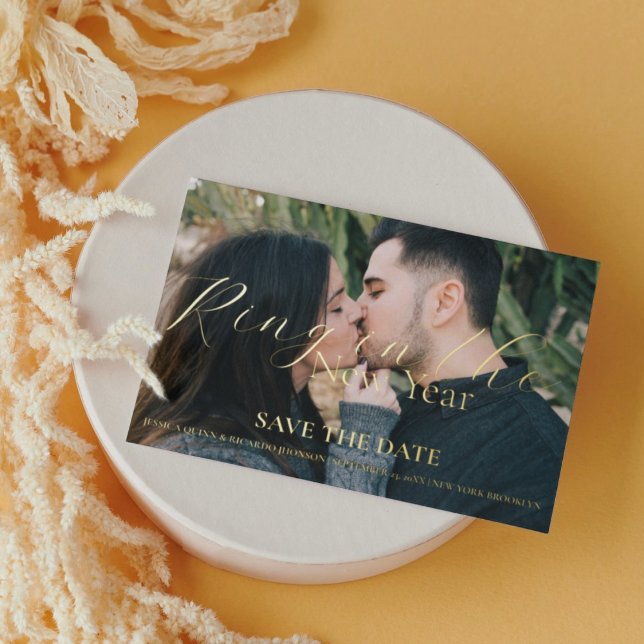 Ring im neuen Jahr Hochzeit speichern Sie das Datu Folieneinladung (Von Creator hochgeladen)