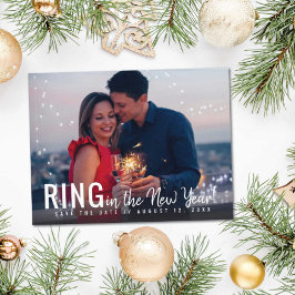 Ring in the New Year Photo Save the Date Ankündigungspostkarte