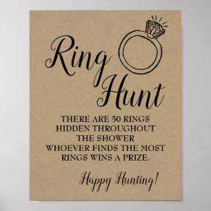 Ring Jagd Brautparty rustikales Hochzeitszeichen Poster