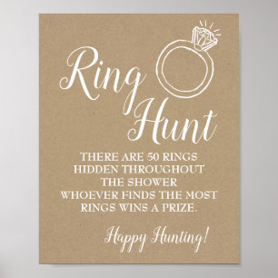 Ring Jagd Brautparty rustikales Hochzeitszeichen Poster