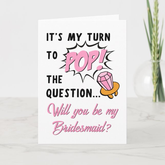 Ring Pop Retro Funny Niedlich Bridesmaid Vorschlag Karte (Vorderseite)