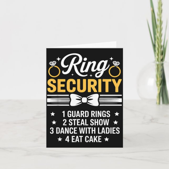 Ring Security Wedding Party Funny Ring Bearer  Karte (Vorderseite)