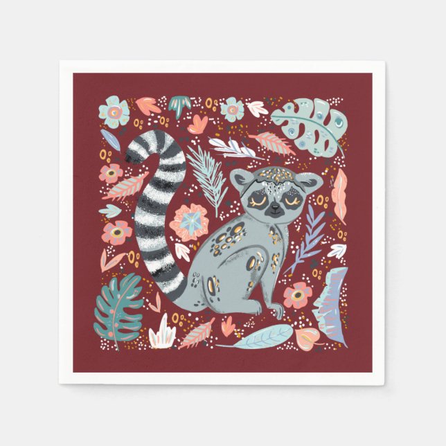Ring Tegellemur Niedlich Floral Serviette (Vorderseite)