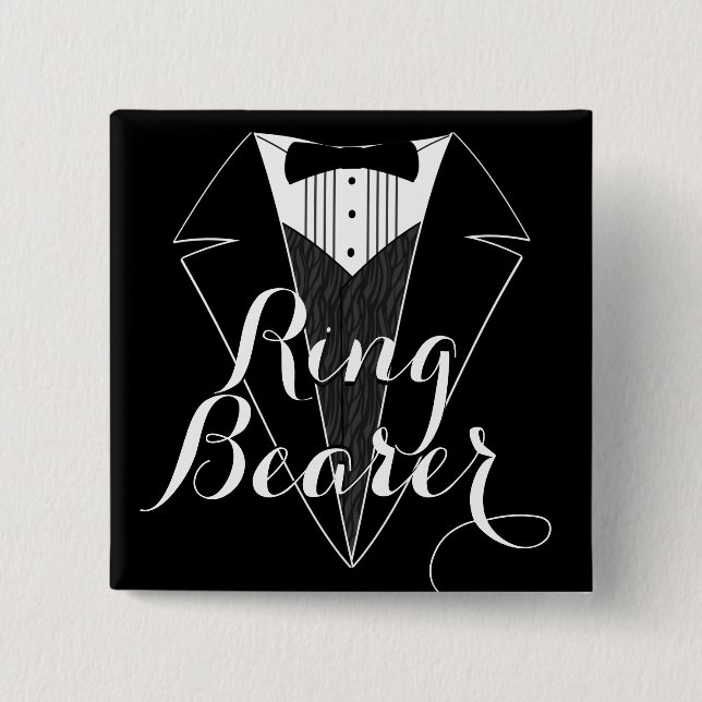 Ring-Träger-Schwarzestux-Hochzeits-Party-Knopf Button (Vorderseite)