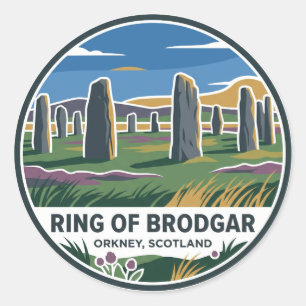 Ring von Brodgar Schottland Runder Aufkleber