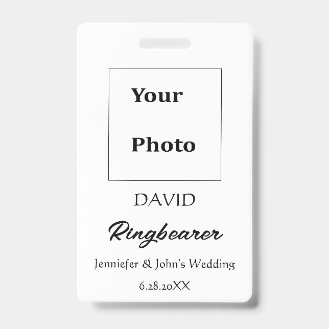 Ringbearer Einfache Minimale Individuelle Name Hoc Ausweis (Front)