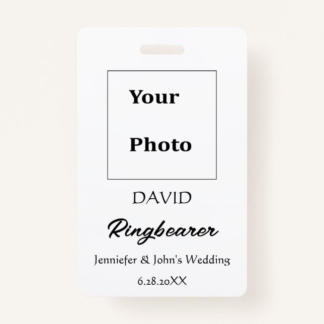 Ringbearer Einfache Minimale Individuelle Name Hoc Ausweis (Vorderseite)