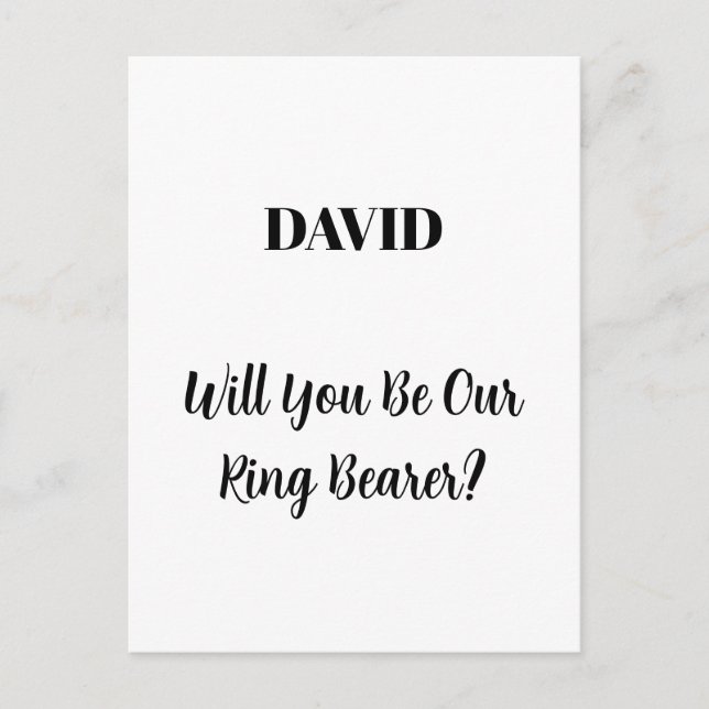 Ringbearer Individuelle Name Einfache Minimale Hoc Postkarte (Vorderseite)