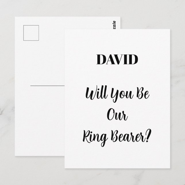 Ringbearer Wedding Simple Minimal Individuelle Nam Postkarte (Vorne/Hinten)