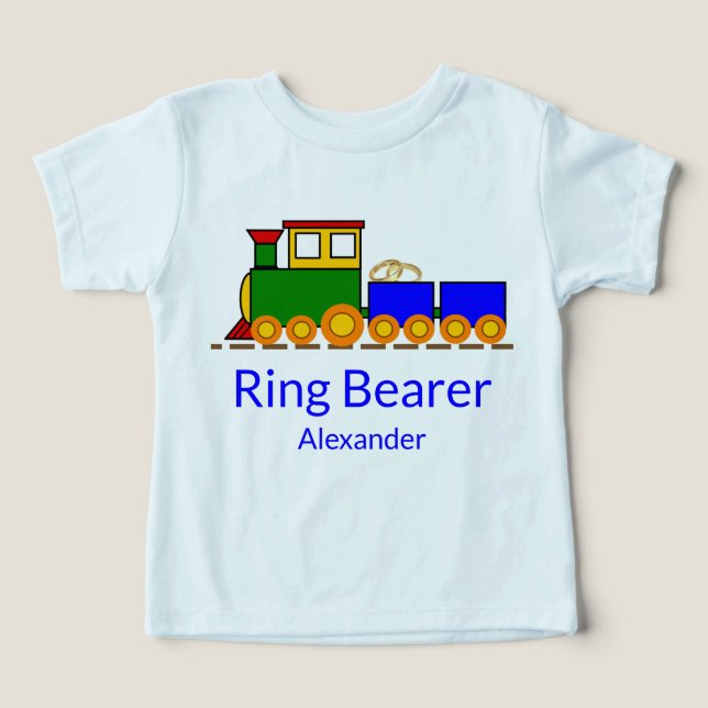 Ringbeerring Hochzeitszug mit dem Namen des Jungen (Design Vorderseite)