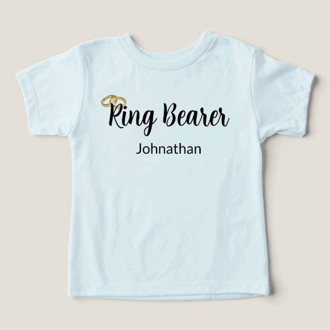Ringbeerskript Gold Wedding Rings Boy's Name (Design Vorderseite)
