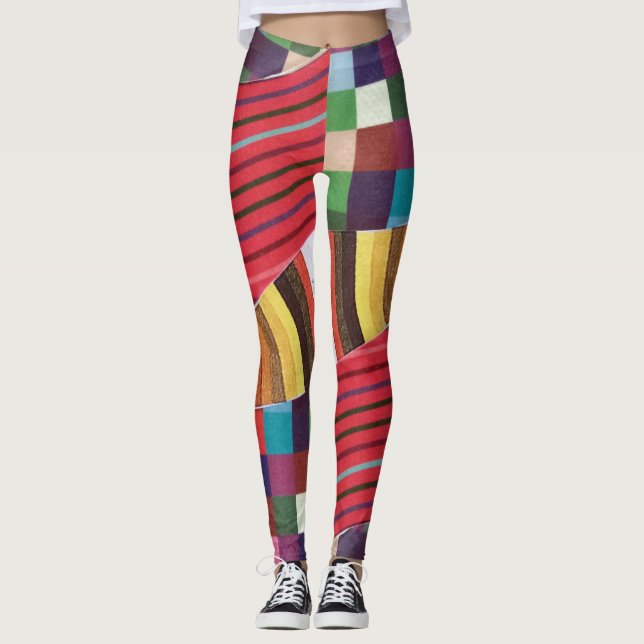 Ringe, Gitter und Karo-Tankdecke Leggings (Vorderseite)