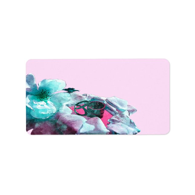 Ringe mit weißen Rosenblättern Adressaufkleber (Vorne)