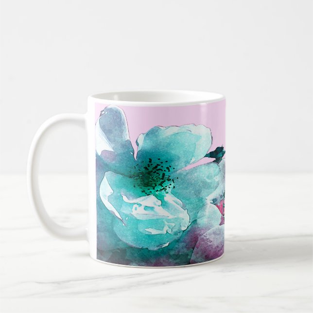 Ringe mit weißen Rosenblättern Kaffeetasse (Links)