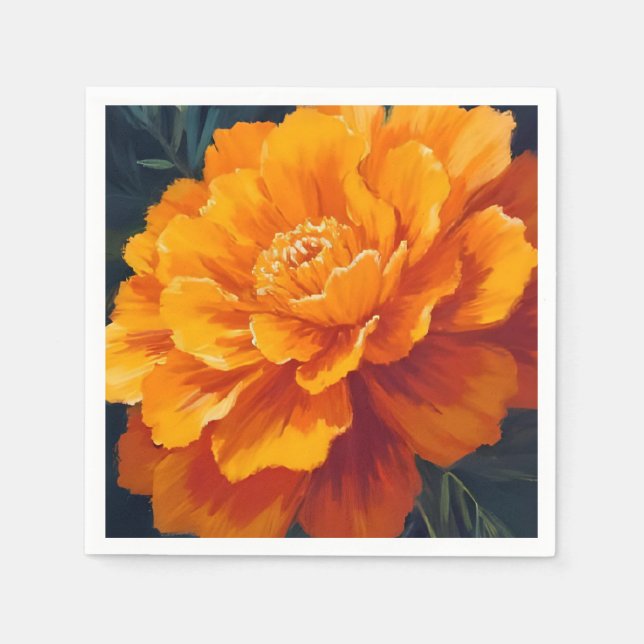Ringelblume | Aquarell-Blumenmalerei Serviette (Vorderseite)