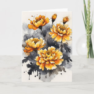 Ringelblume - Aquarellblumen Karte