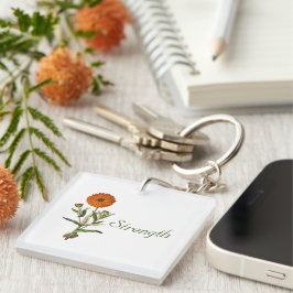 Ringelblume Botanisch Personalisiert Schlüsselanhänger