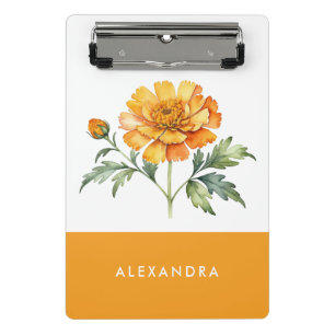 Ringelblume Elegante Botanik Orange Blüten Mini Klemmbrett